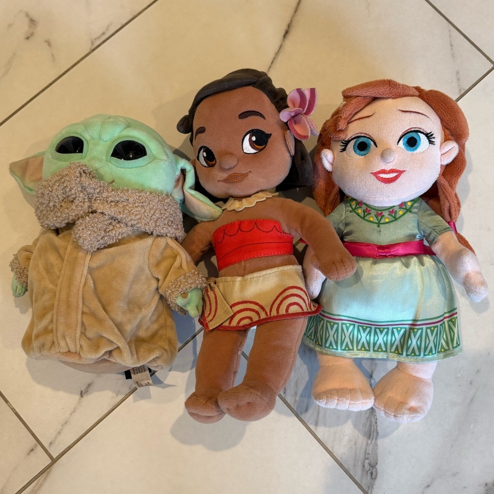 Disney Plush Toy Set - Anna, Moana, Grogu